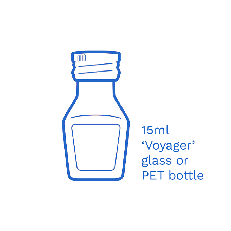 15ml Voyager glass PET FSUK Hastings