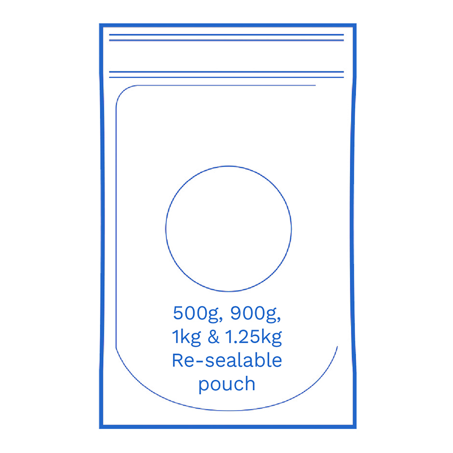 Re sealable pouch 500g 900g 1kg 1 25kg FSUK Hastings