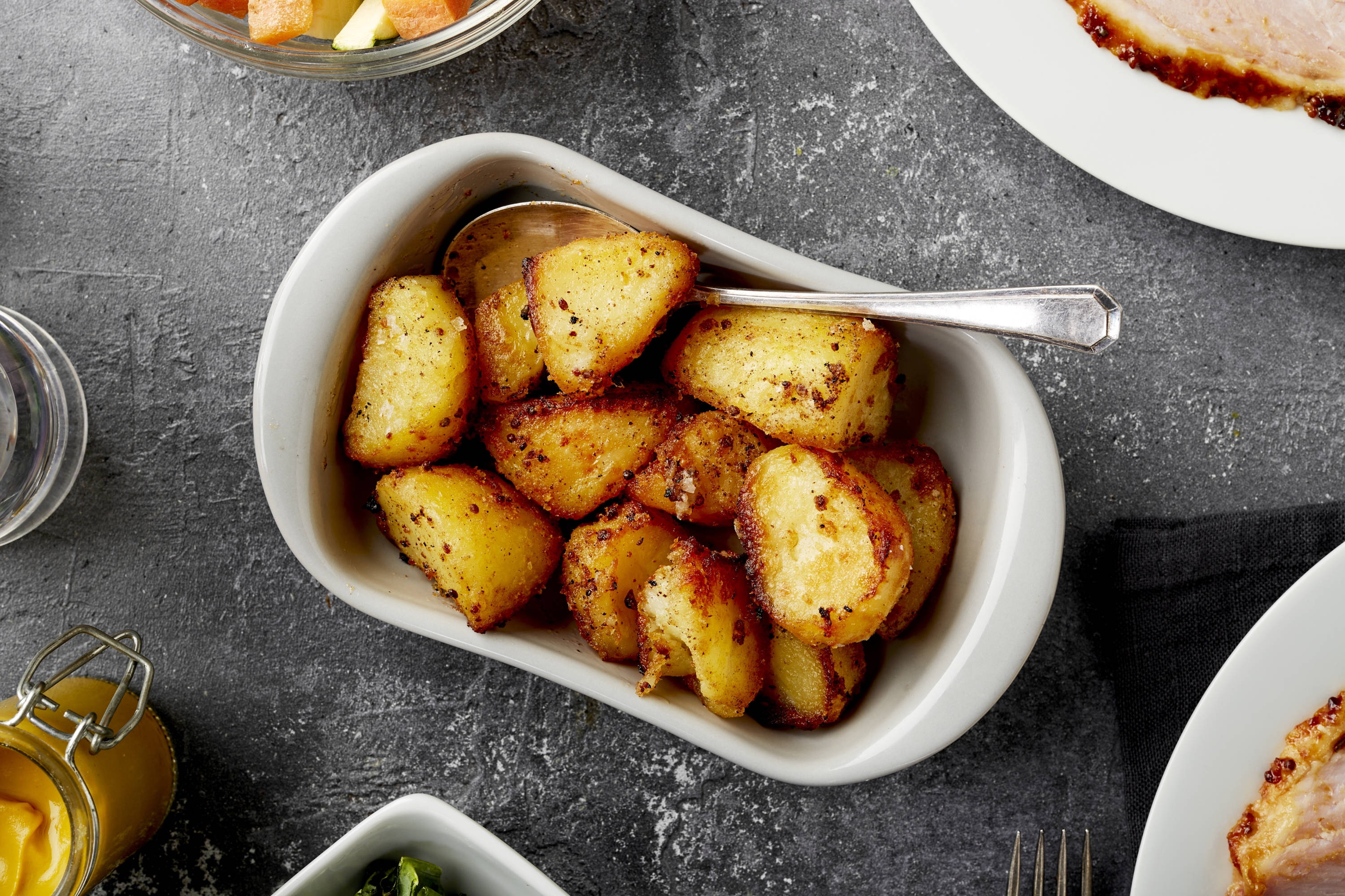 Roast Honey and Mustard Potatoes Lion Honey Mustard