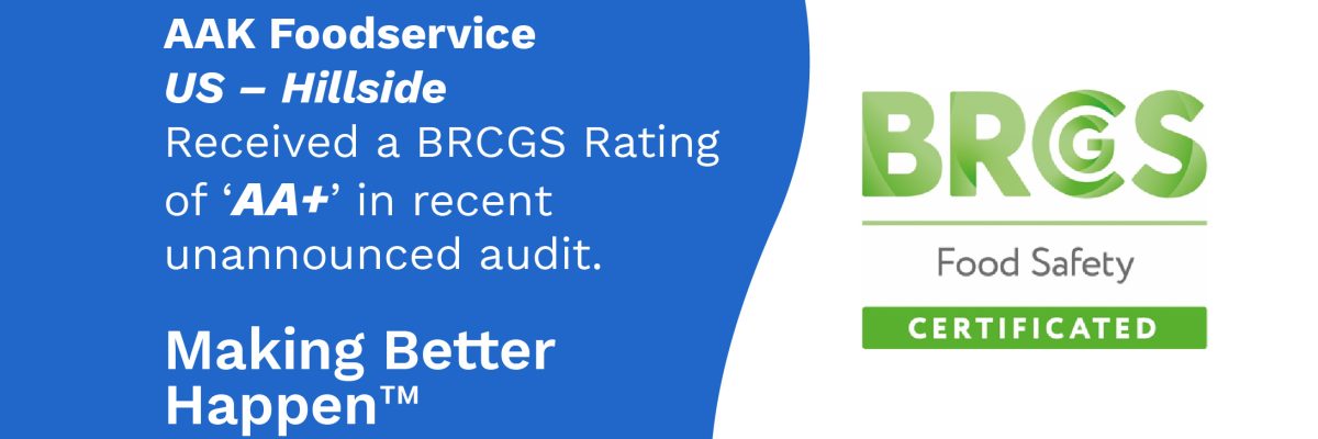 Intranet AAK Hillside Surprise BRCGS Audit AA Score GRAPHIC2